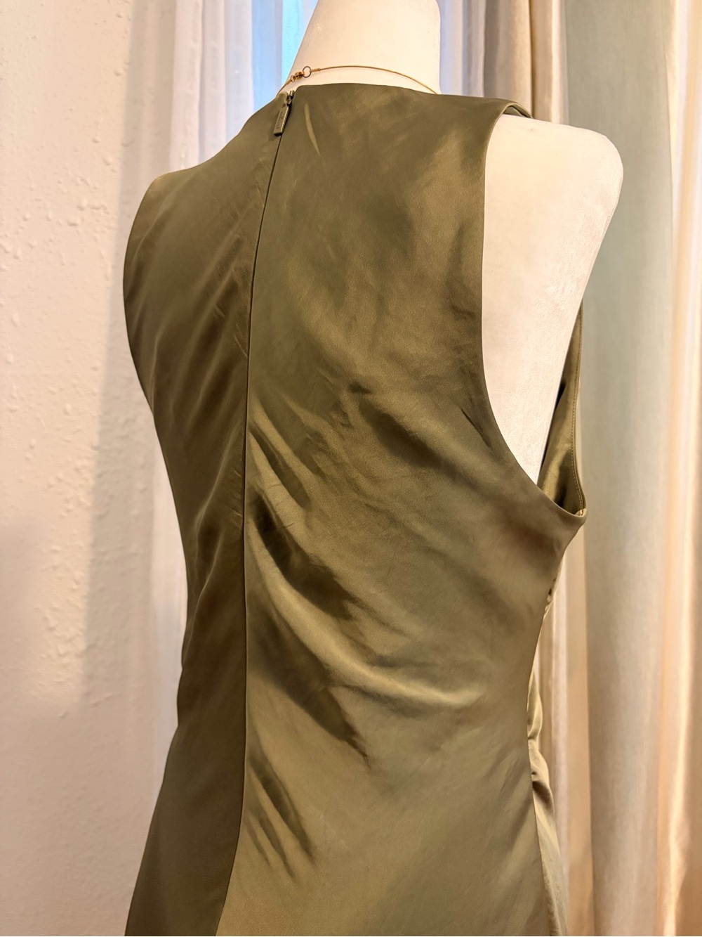 Portrait Olive Satin Dress - Picture 3 of 3